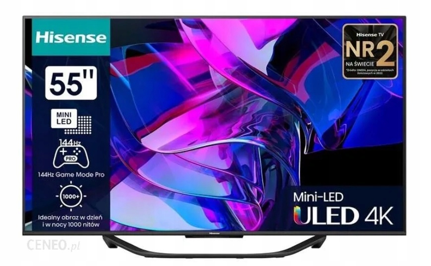 OUTLET Telewizor MINILED Hisense 55U7KQ 55" 4K UHD czarny