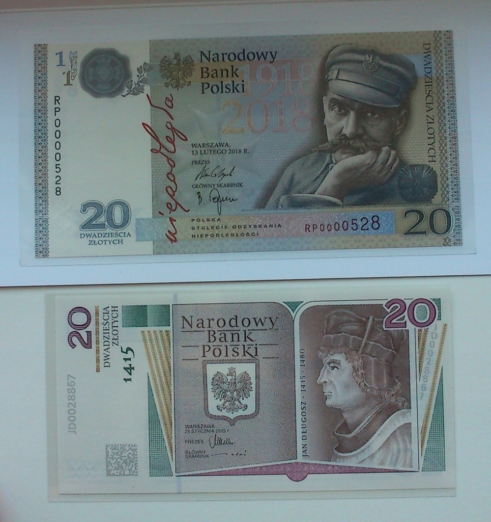 banknot-20 zł Długosz+20 zł Niepodległość nr 528