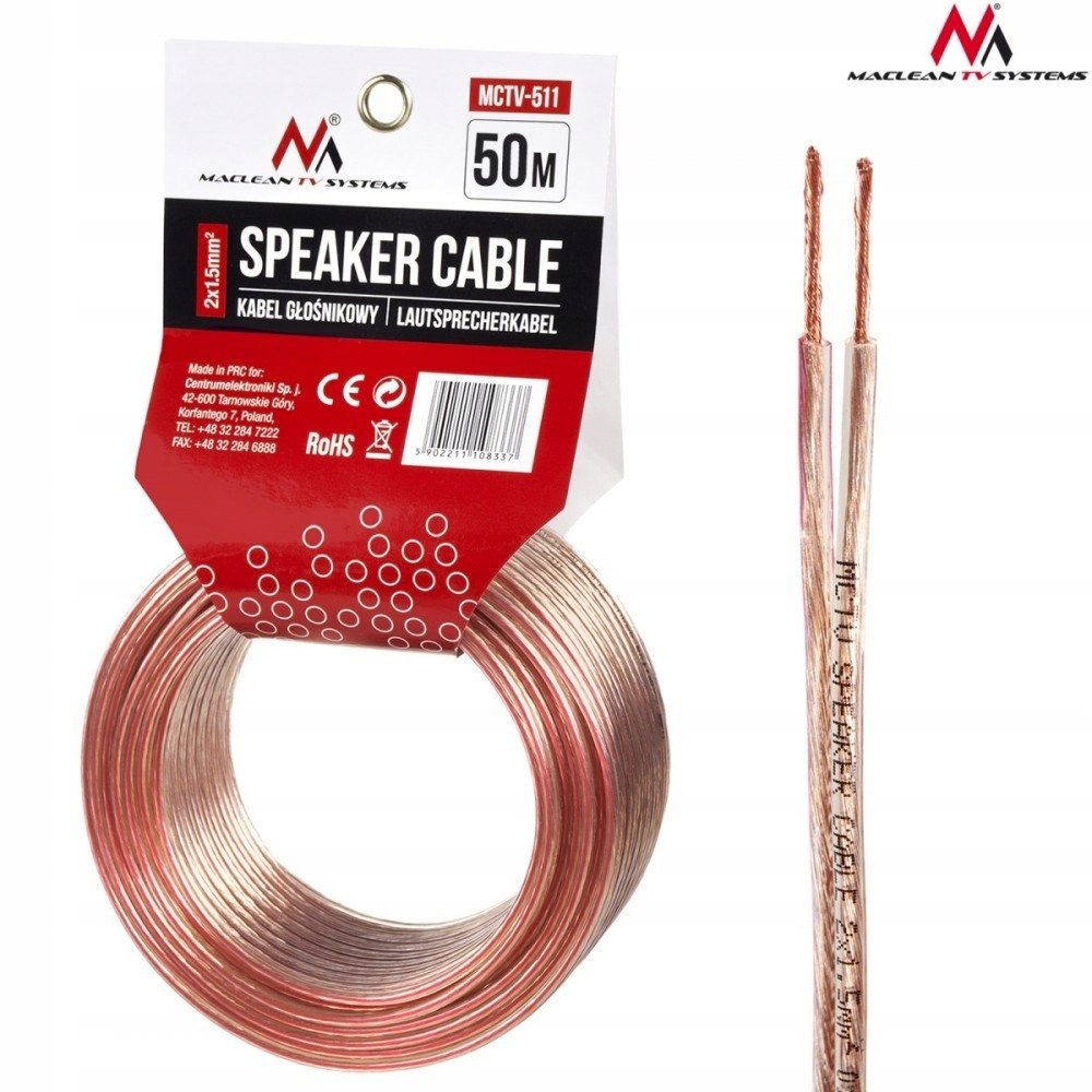 Kabel głośnikowy 50m MCTV-511 2x1.5mm2 Maclean