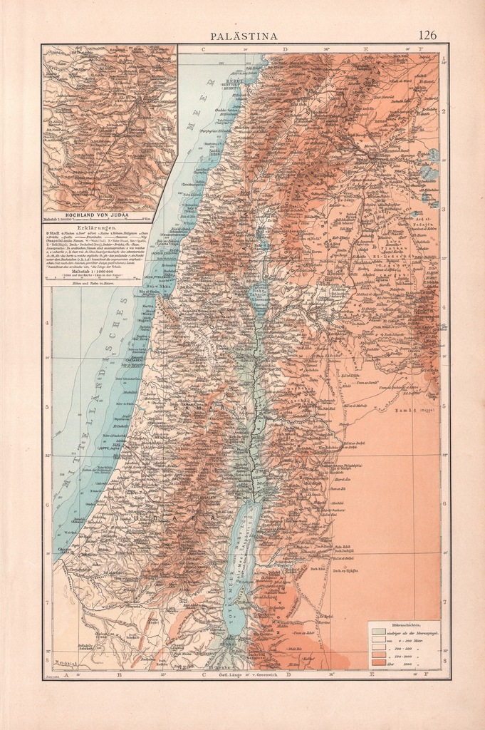 PALESTYNA ZIEMIA ŚWIĘTA XIX-wieczna MAPA 1898 ORYG