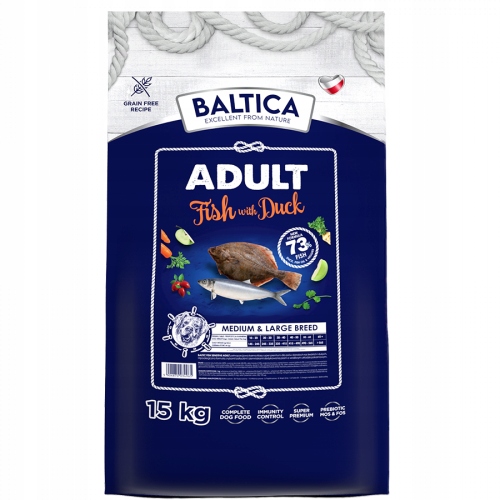 BALTICA ADULT M/L 15kg Karma z kaczką i rybami