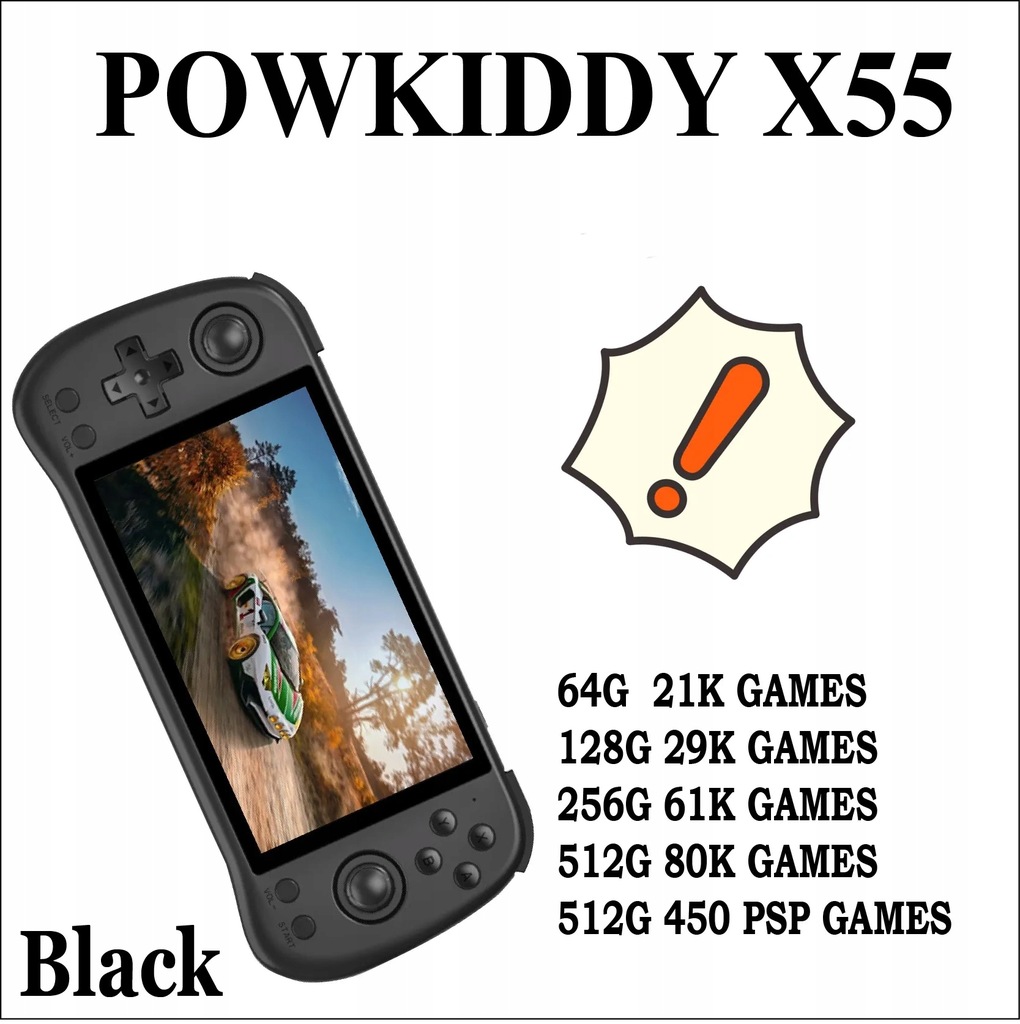 512 GB POWKIDDY X55 90 000 gier 5,5-calowy ekran IPS Przenośna konsola do