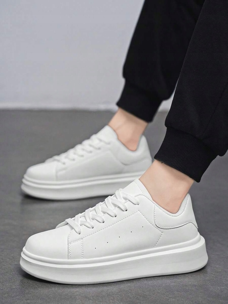 BIAŁE KLASYCZNE PŁASKIE SZNUROWANE BUTY NA GRUBEJ PODESZWIE SHEIN 37