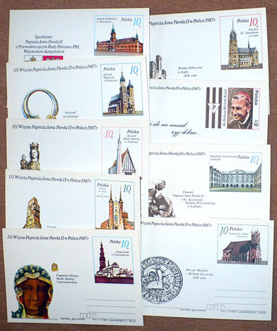 Jan Paweł II - 9 kart pocztowych - wizyta 1987r