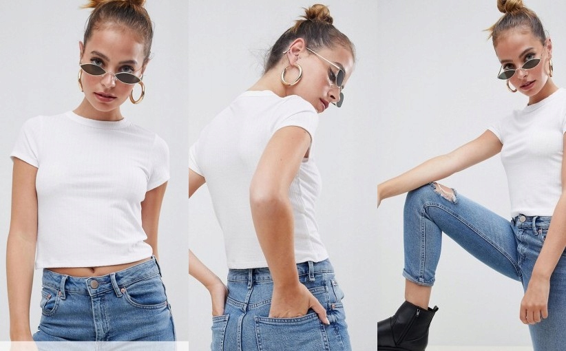 P3F106 NT8 KRÓTKI T-SHIRT PRĄŻKI CROP TOP__XXS