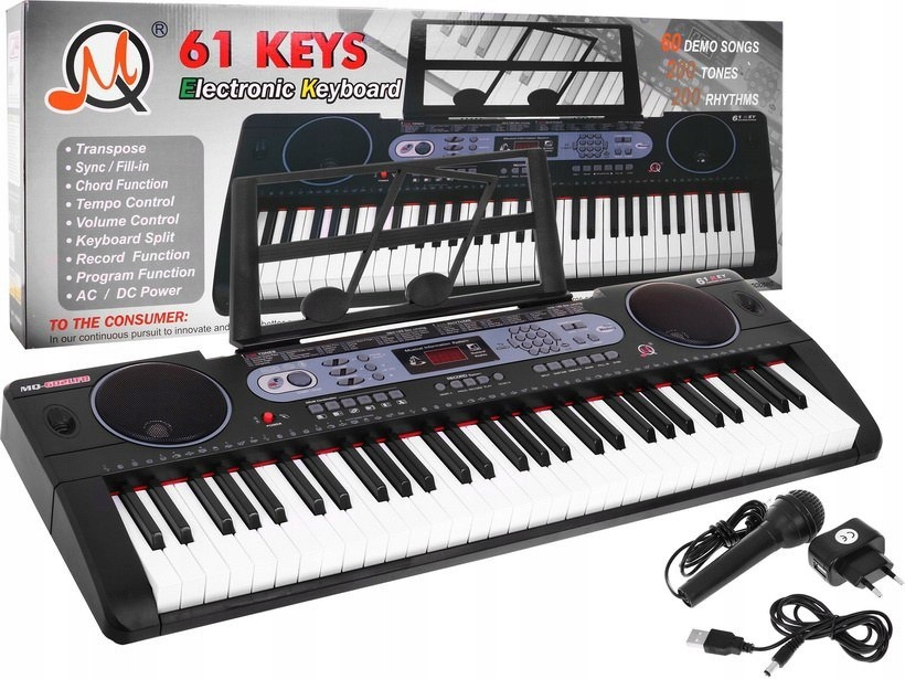 Wielofunkcyjny Keyboard dla dzieci 5+ Zestaw muzyczny Stojak na nuty Mikrof
