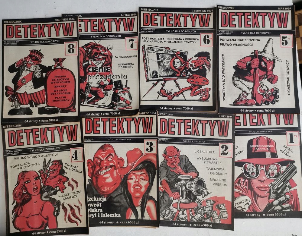 10x 1994 Miesięcznik DETEKTYW gazeta PRL