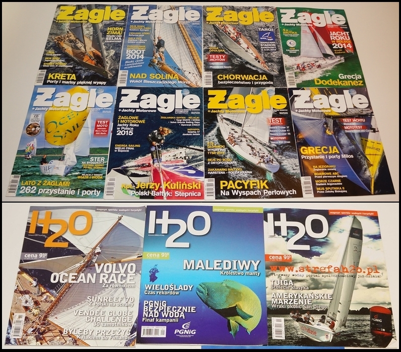 8 x magazyn "Żagle" 2014 + 3 x magazyn "H2O" 08/09