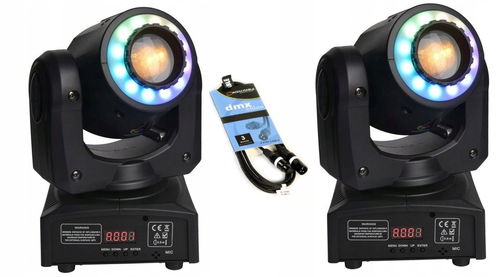 Zestaw 2 x Głowica LED 60 wat + przewód dmx 3m