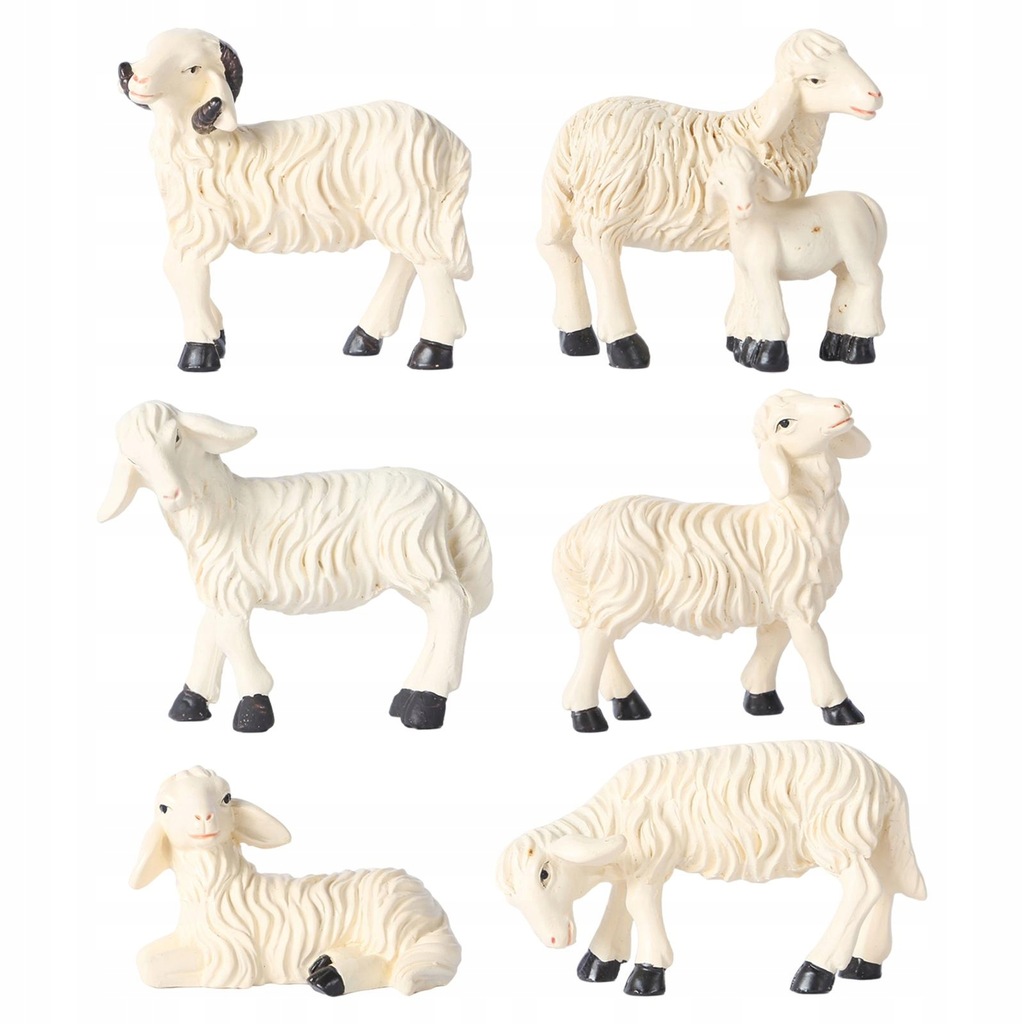 6 sztuk/zestaw Mini statua zwierząt figurka owcy