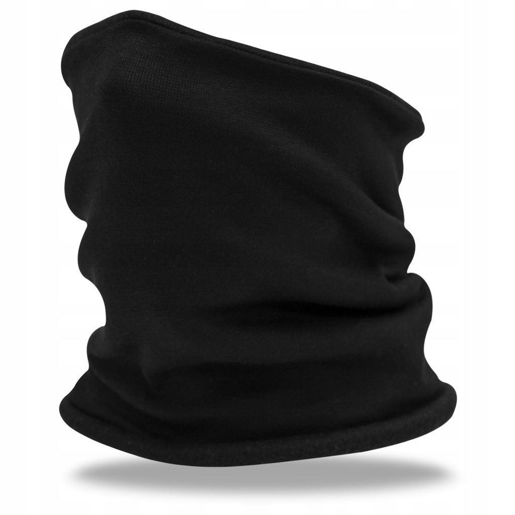 Komin Męski Bandana Ocieplany Polarem Ciepły Bawełna Zimowy Golf Czarny