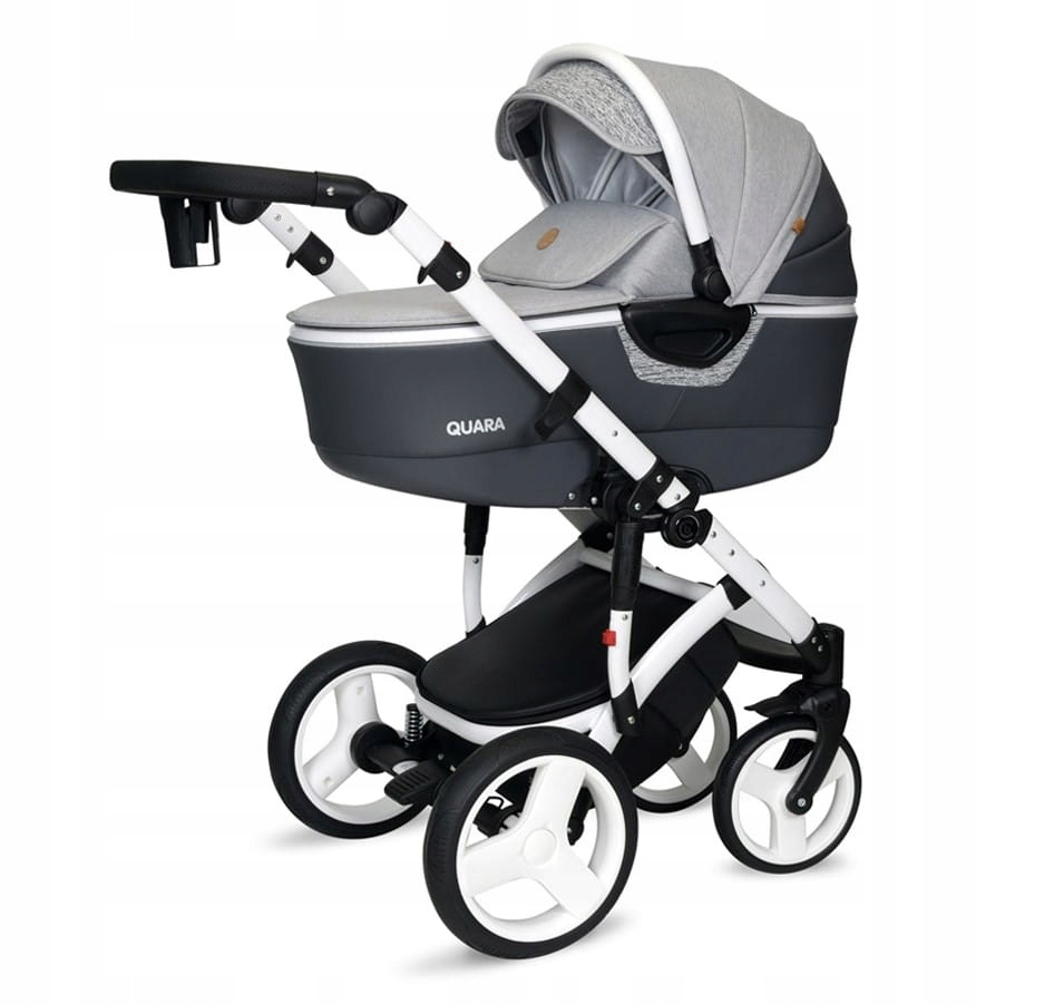Coto Baby Wózek 2 W 1 Quara Len Grey White Eco 48E
