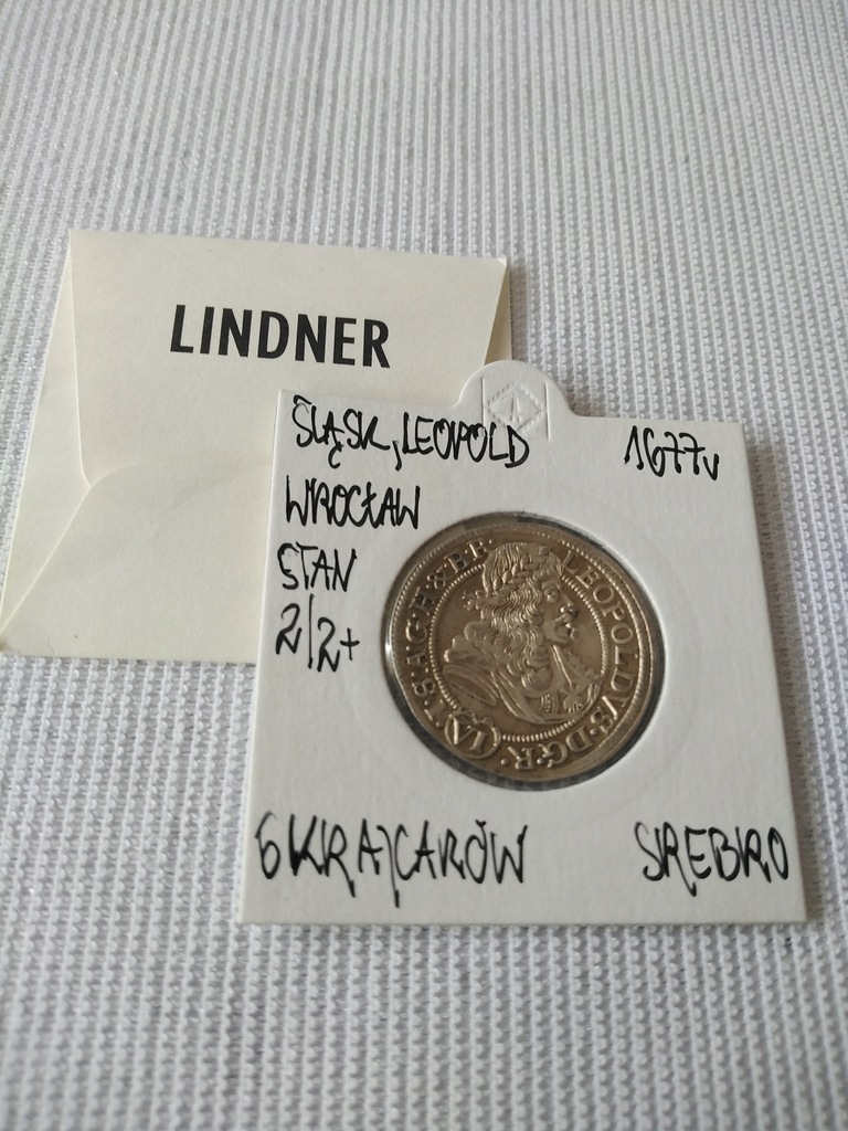 6 Krajcar 1677 r, Leopold Śląsk, Wrocław Stan 2/2+
