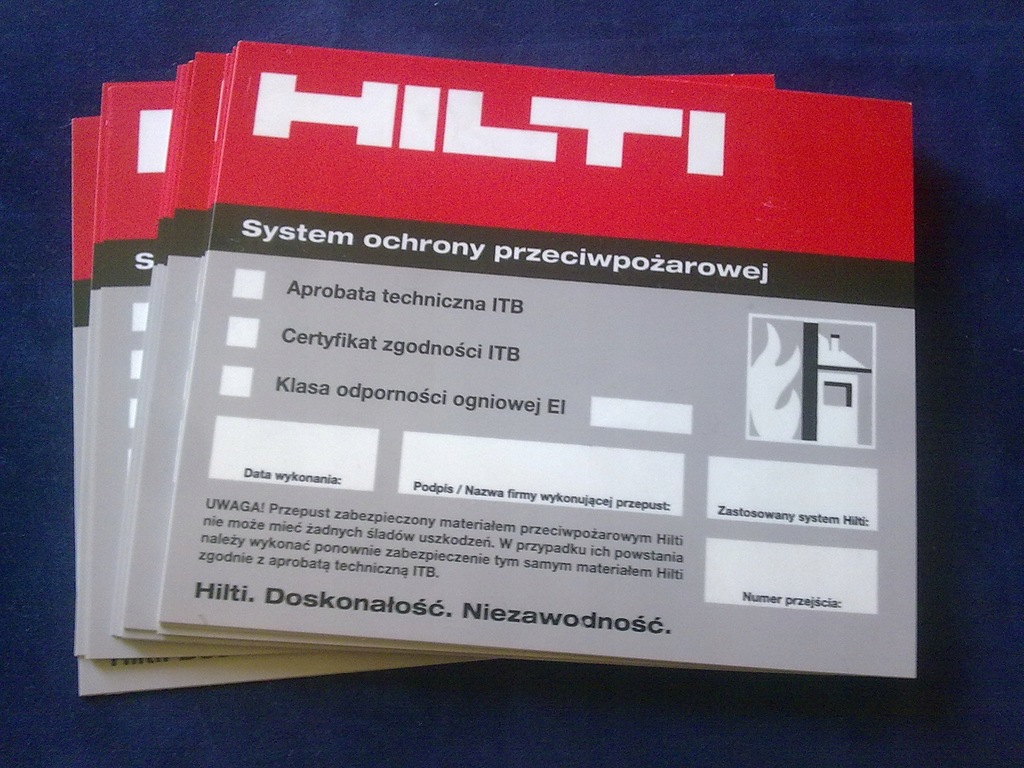 HILTI ppoż tabliczka opisowa 150*125 bhp