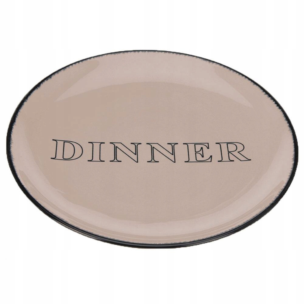 Talerz obiadowy Dinner beżowo szary Wykonany z ceramiki, okr