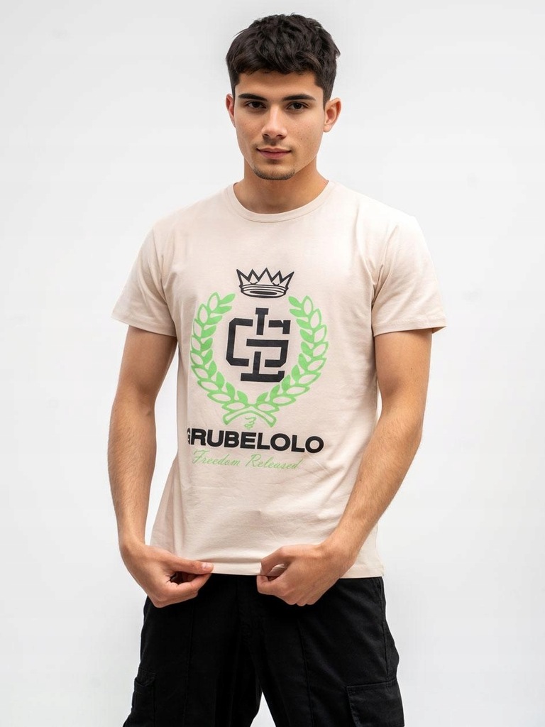 Koszulka T-shirt Męska Beżowa Grube Lolo Laur L