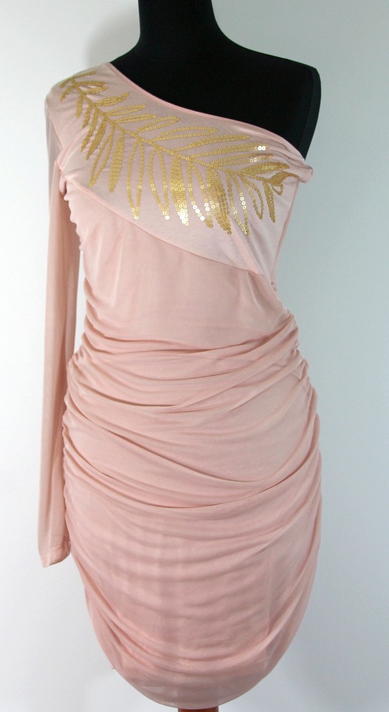 Sukienka lub tunika róż z pajetami stretch R 36/38