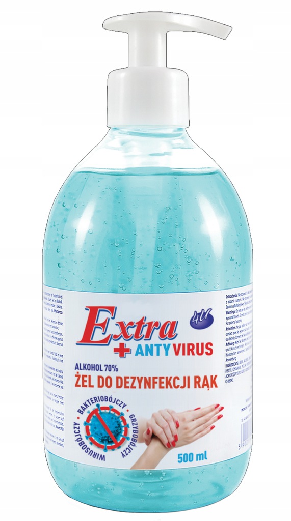 ŻEL PŁYN ANTYBAKTERYJNY DO RĄK Z POMPKĄ 500 ml