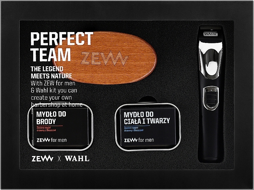 Zestaw barberski dla mężczyzn Zew Wahl (soap 2 x 85 ml + brush + trimmer)