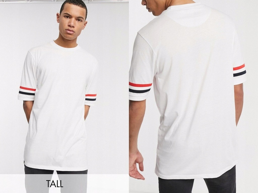 Le Breve Tall biały luźni t-shirt w paski L