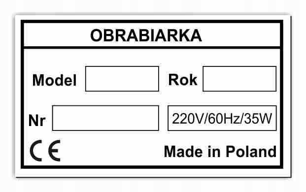 TABLICZKA NAKLEJKA ZNAMIONOWA FOLIA samoprzylepna