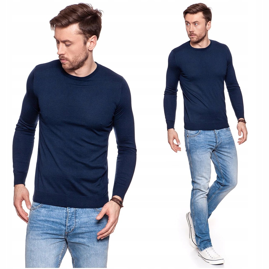 WRANGLER CREW NECK MĘSKI SWETER GRANATOWY M