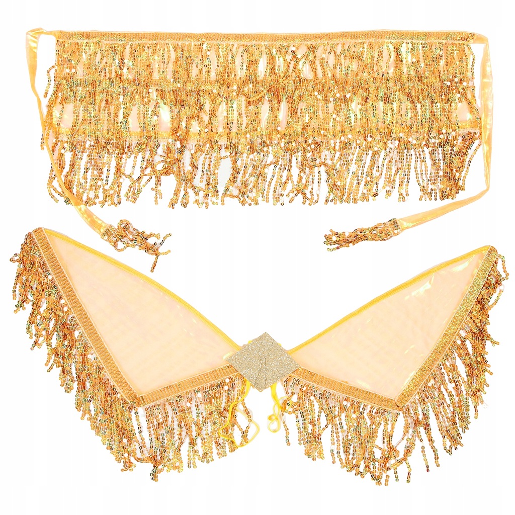 ZESTAW SPÓDNICY CEKINOWEJ Z FRĘDZLAMI I SKRZYDEŁKIEM KOBIET