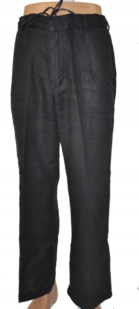 NEXT spodnie lniane czarne len 34 L pas 90 cm
