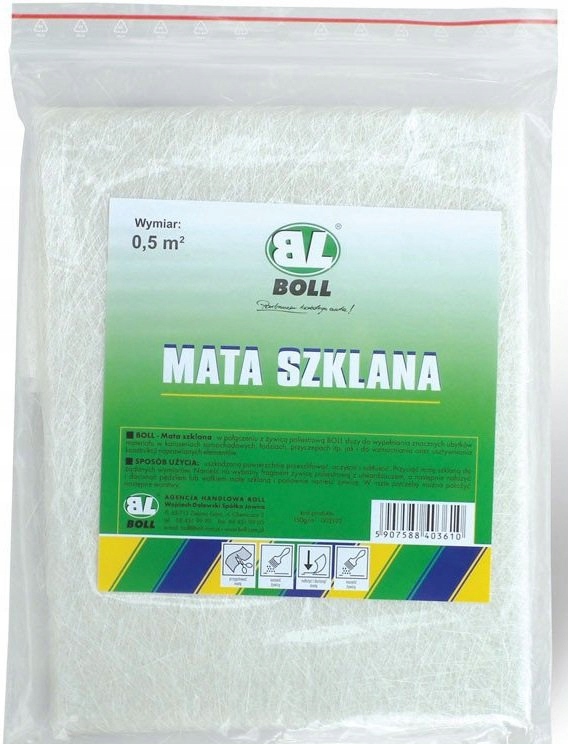 BOLL Mata szklana 300g/m2, 0,5m2 do ubytków napraw