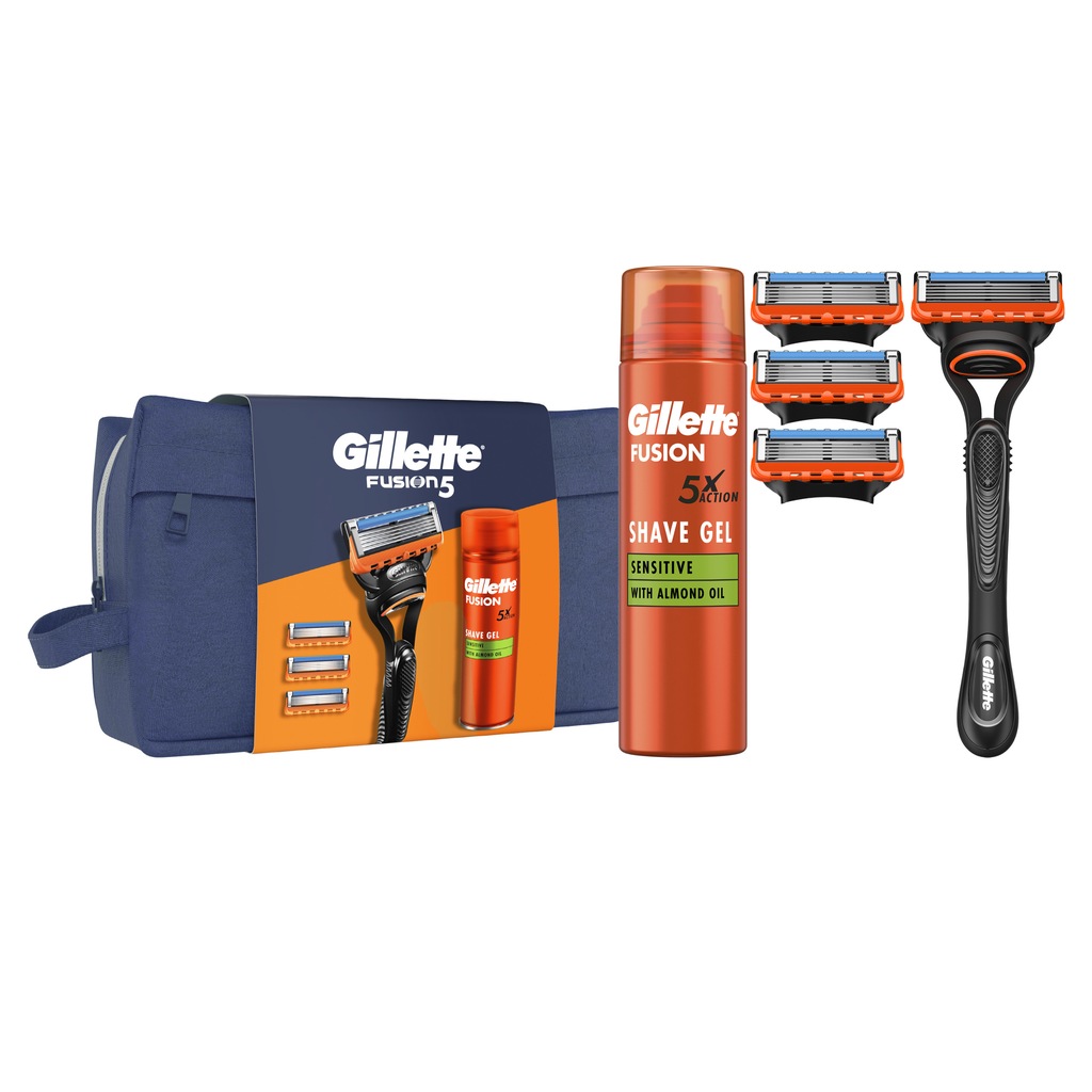 Gillette Zestaw podarunkowy maszynka Fusion + 4 ostrza + żel Fusion 200 ml
