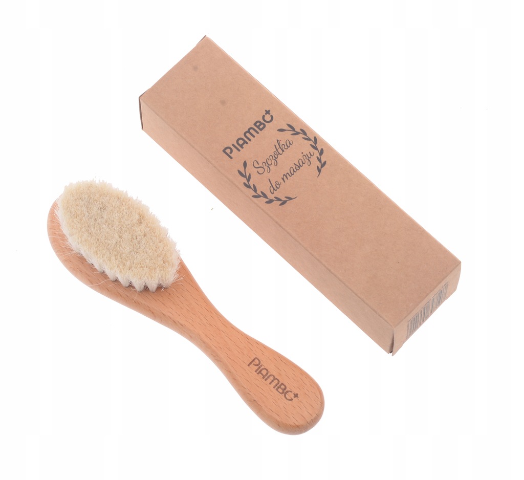 SZCZOTKA DO WŁOSÓW MASAŻU GŁOWY DZIECKA DREWNIANA NATURALNE WŁOSIE Z KOZINY