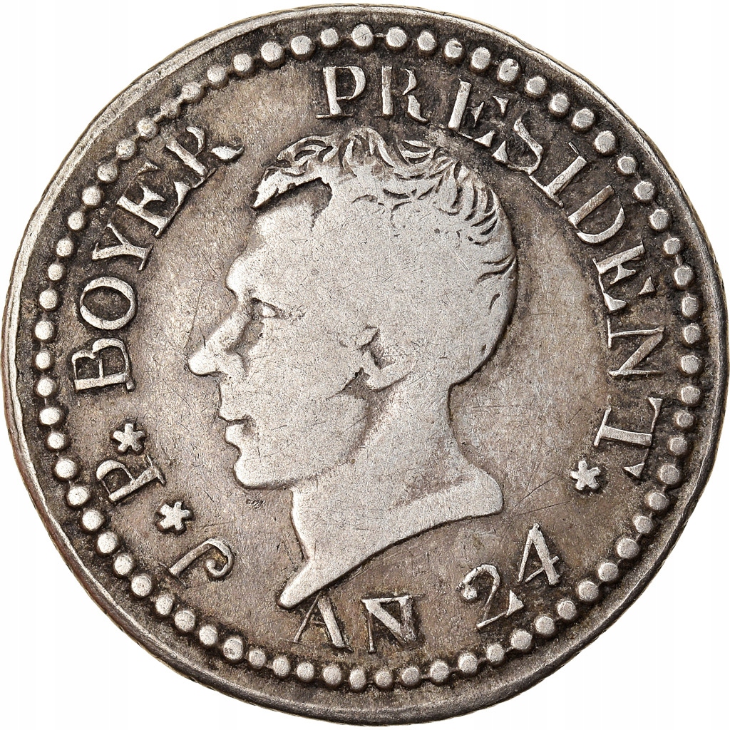 Moneta, Haiti, 25 Centimes, 1827, VF(30-35), Srebr