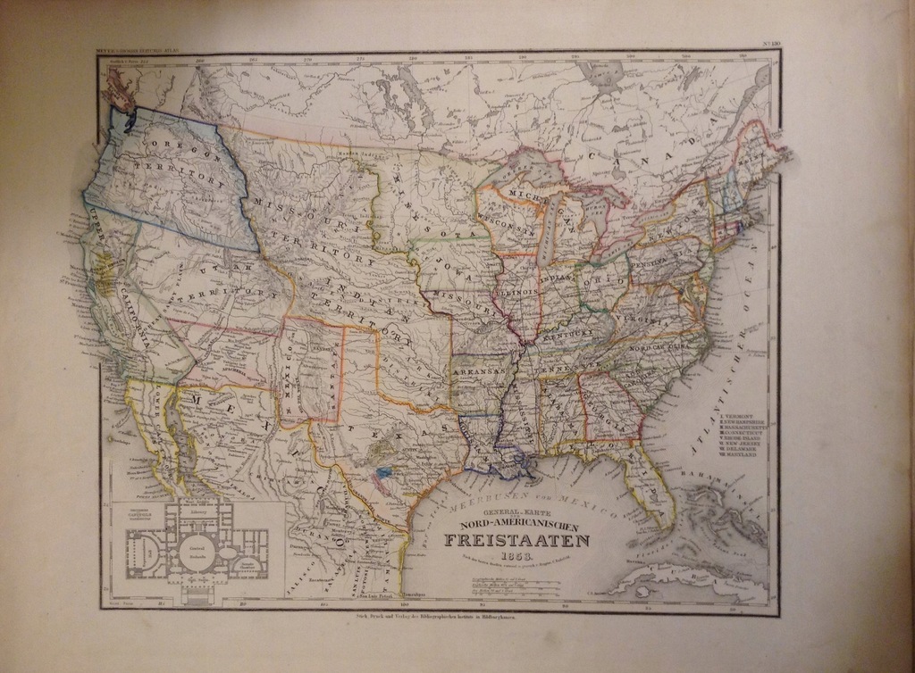 Antyk mapa General- Karte der Nord Americanischen