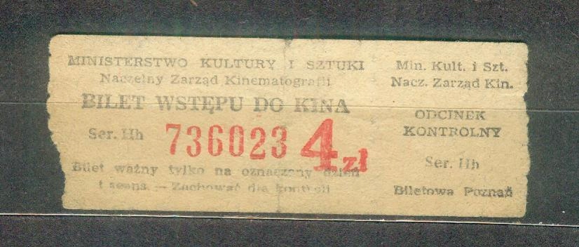 Bilet do kina z 1964 r.