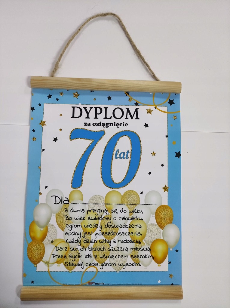 Dyplom za Osiągnięcie 70 lat - 12000186434 - oficjalne archiwum Allegro