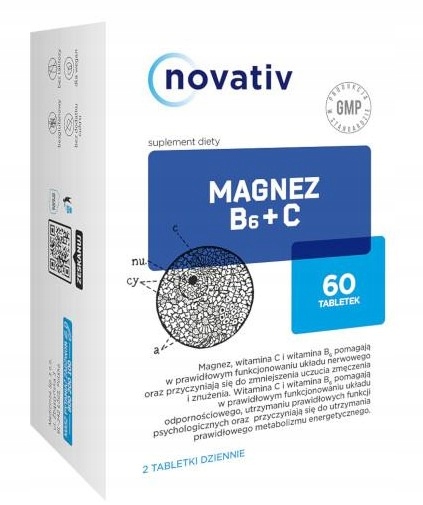 Novativ Magnez B6 + C Witaminy 60 tabletek