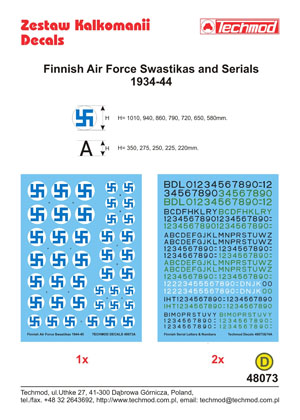 1:48 Fińskie znaki i numery 1934-44 TECHMOD 48073