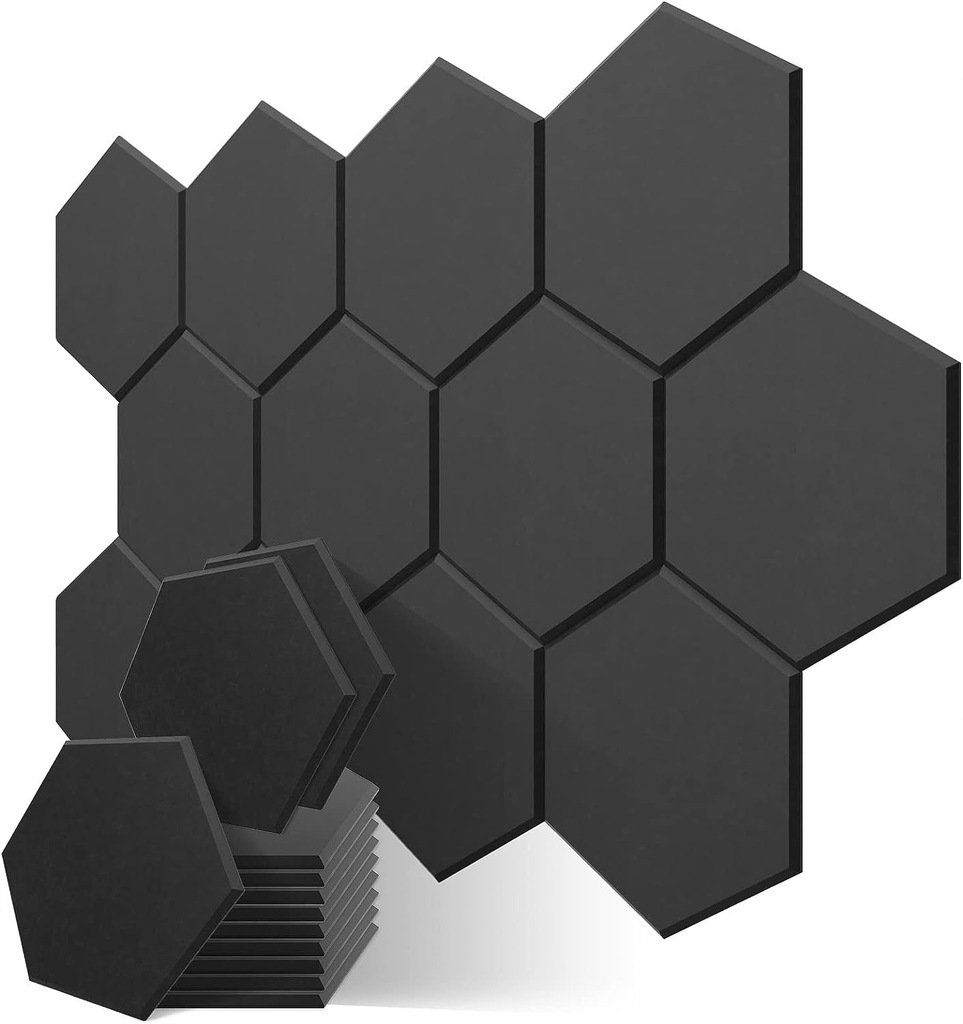 PANELE AKUSTYCZNE CZARNE HEXAGON 12x 36X30X1