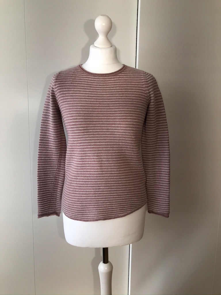 Sweter ESPRIT XS 34 różowy paski wełna