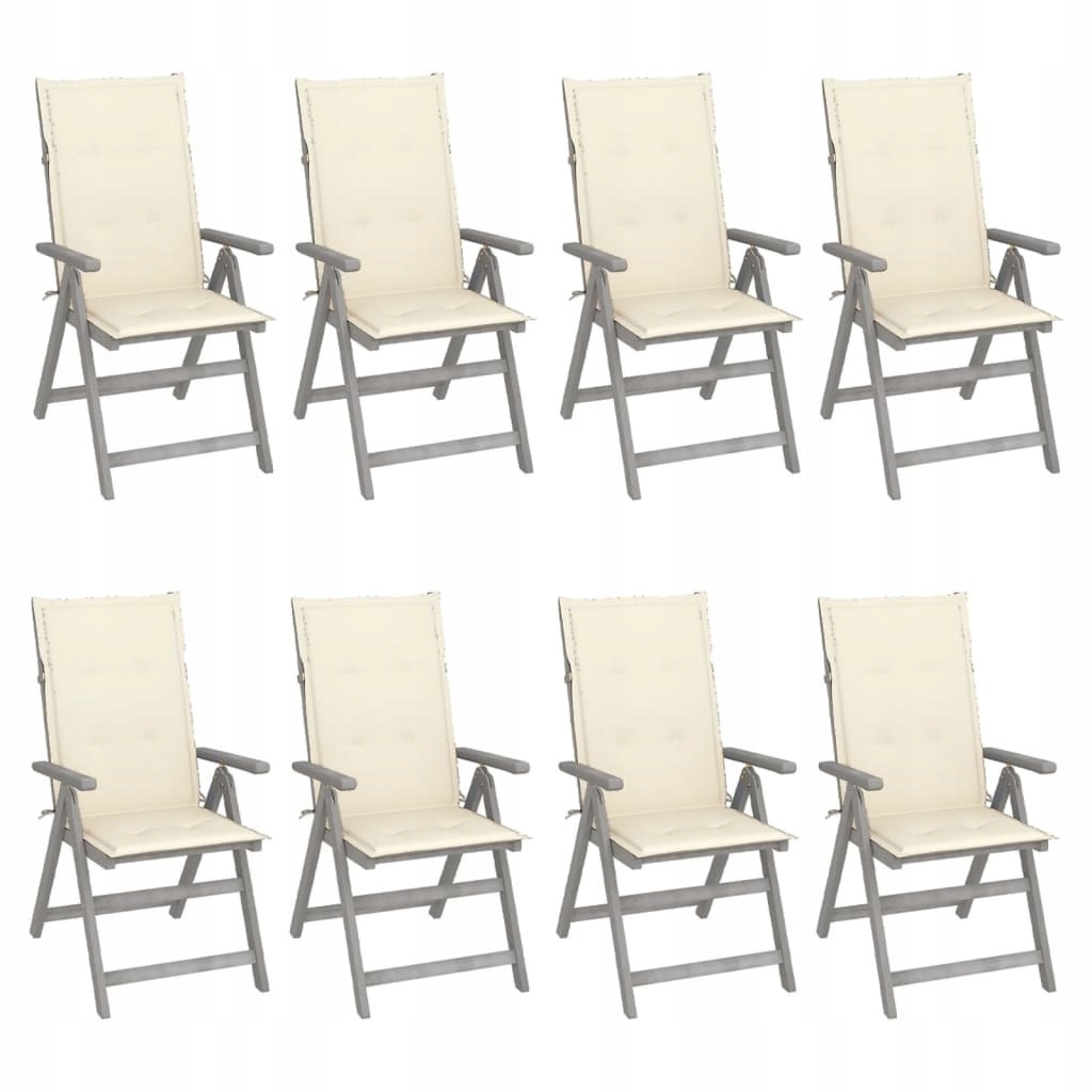 Rozkładane krzesła ogrodowe z poduszkami, 8 szt.,