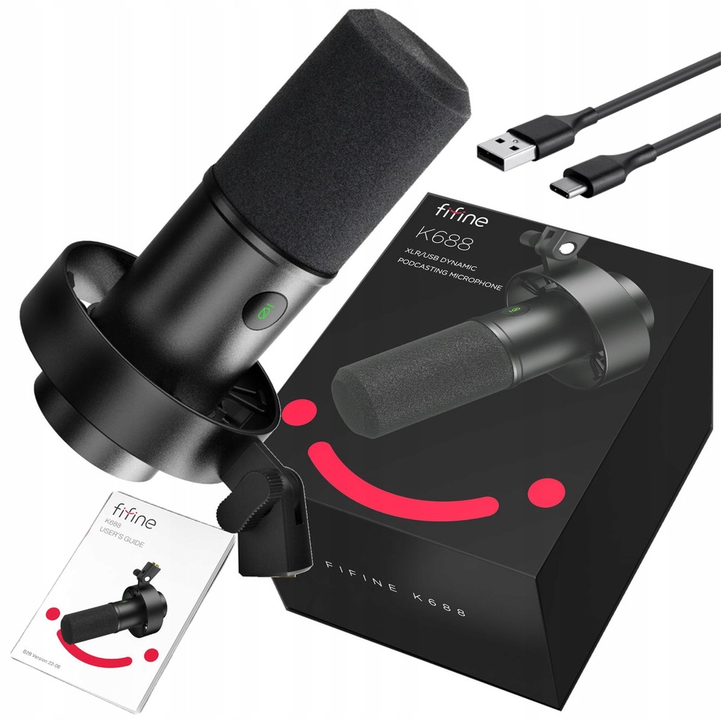 MIKROFON DYNAMICZNY STUDYJNY PRO XLR USB WYJŚCIE SŁUCHAWKOWE FIFINE K688