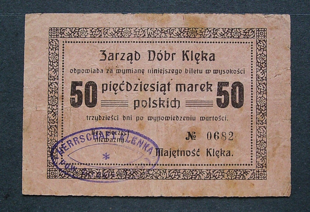 50 Marek Polskich 1922 ( Zarząd Dóbr Klęka )