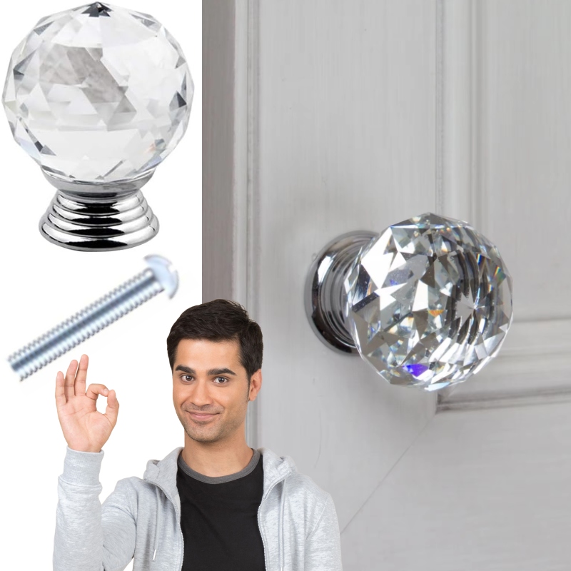 1x GAŁKA KRYSZTAŁOWA MEBLOWA SZKLANA DO MEBLI UCHWYT MEBLOWY DO SZAFY SZAF