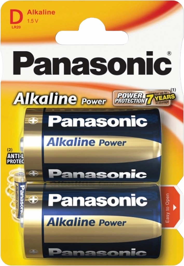 PANASONIC Baterie alkaiczne D (R20)mocne 2szt