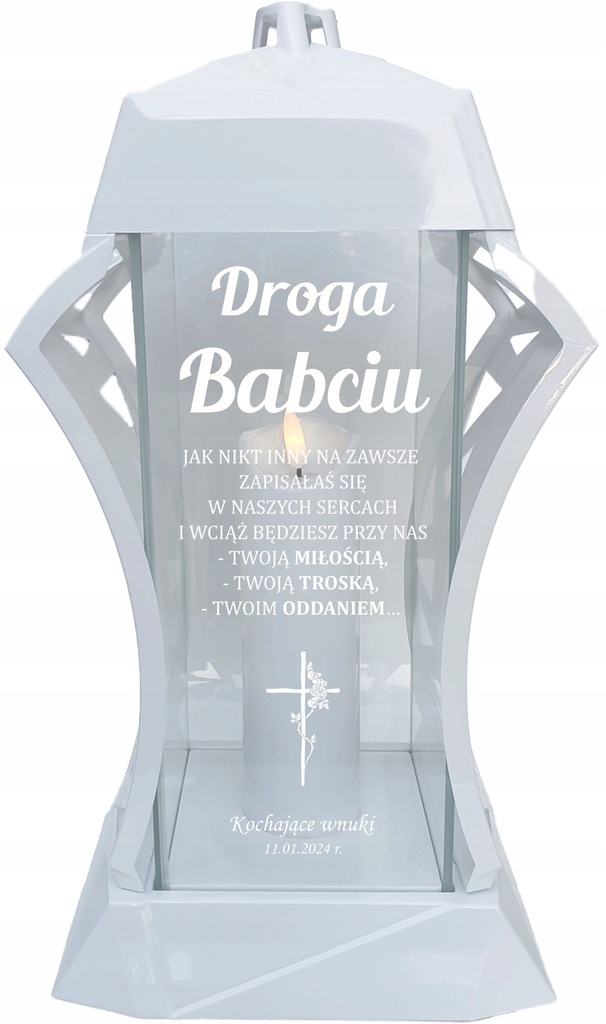 MODNY ELEGANCKI znicz z GRAWEREM PERSONALIZACJA dla Babci Mamy Sąsiadki