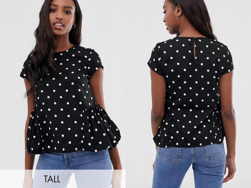 Vero Moda Tall polka dot bluzka z falbankami XS