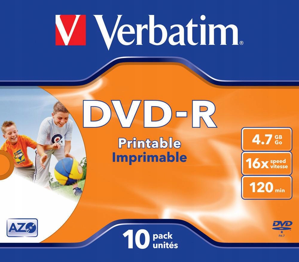 DVD-R Verbatim 4.7GB X16 Printable 10 Jewel Case