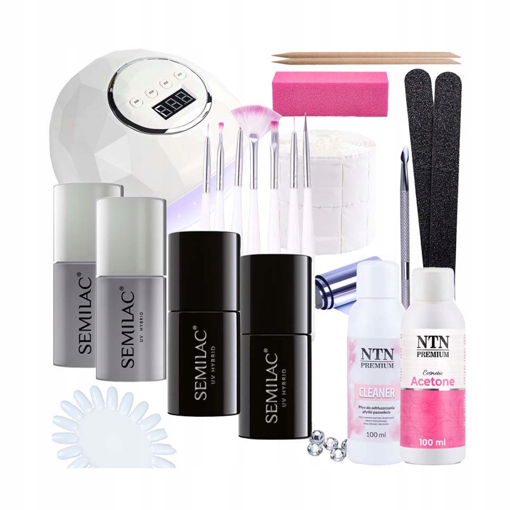 Zestaw Do Hybryd Lakiery Hybrydowe Semilac + Lampa + Akcesoria