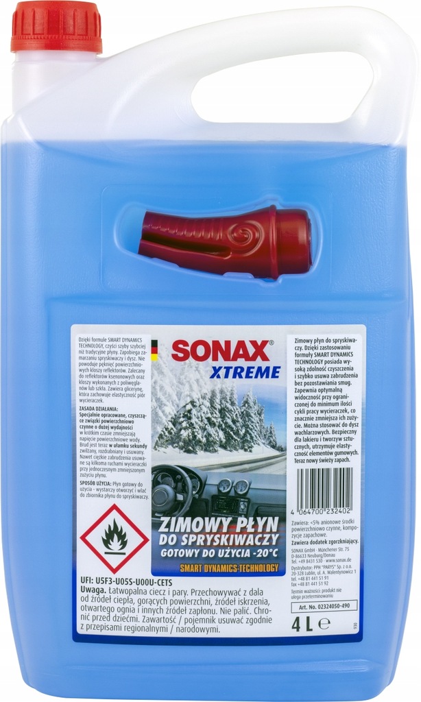 SONAX XTREME ZIMOWY PŁYN DO SPRYSKIWACZY -20°C 4L