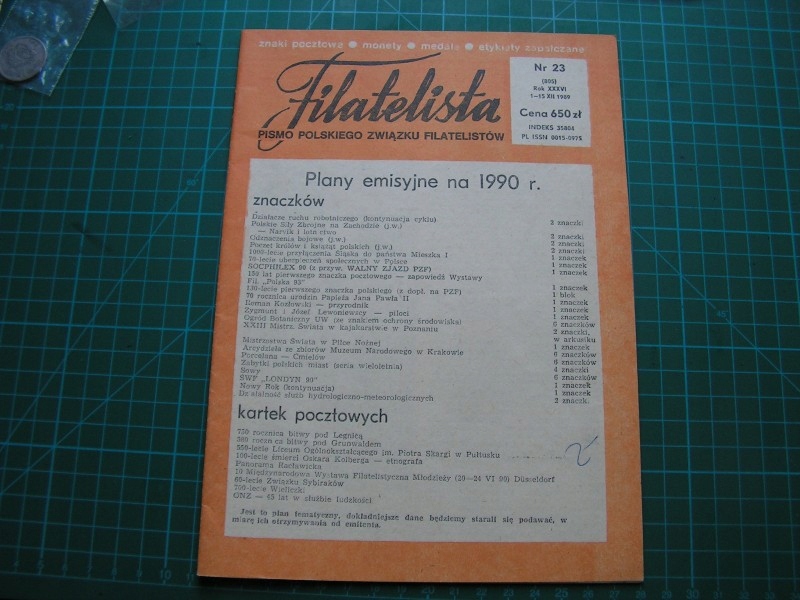 (KT 125) FILATELISTA nr 23 - 1989 r.